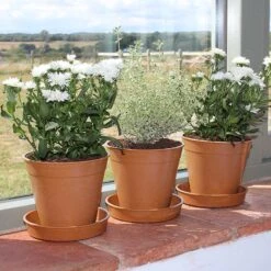 Bambukruka 15 Cm Terrakotta, 5-pack 7 Bambukruka 15 Cm Terrakotta, 5-pack -Elho Garden Shop planteringskrukor och fat i bambu terrakottafarg